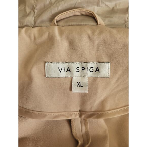 Via Spiga Softshell Hooded Coat Quilted Cream Gold Fall Winter Jacket XL EUC - Picture 3 of 7